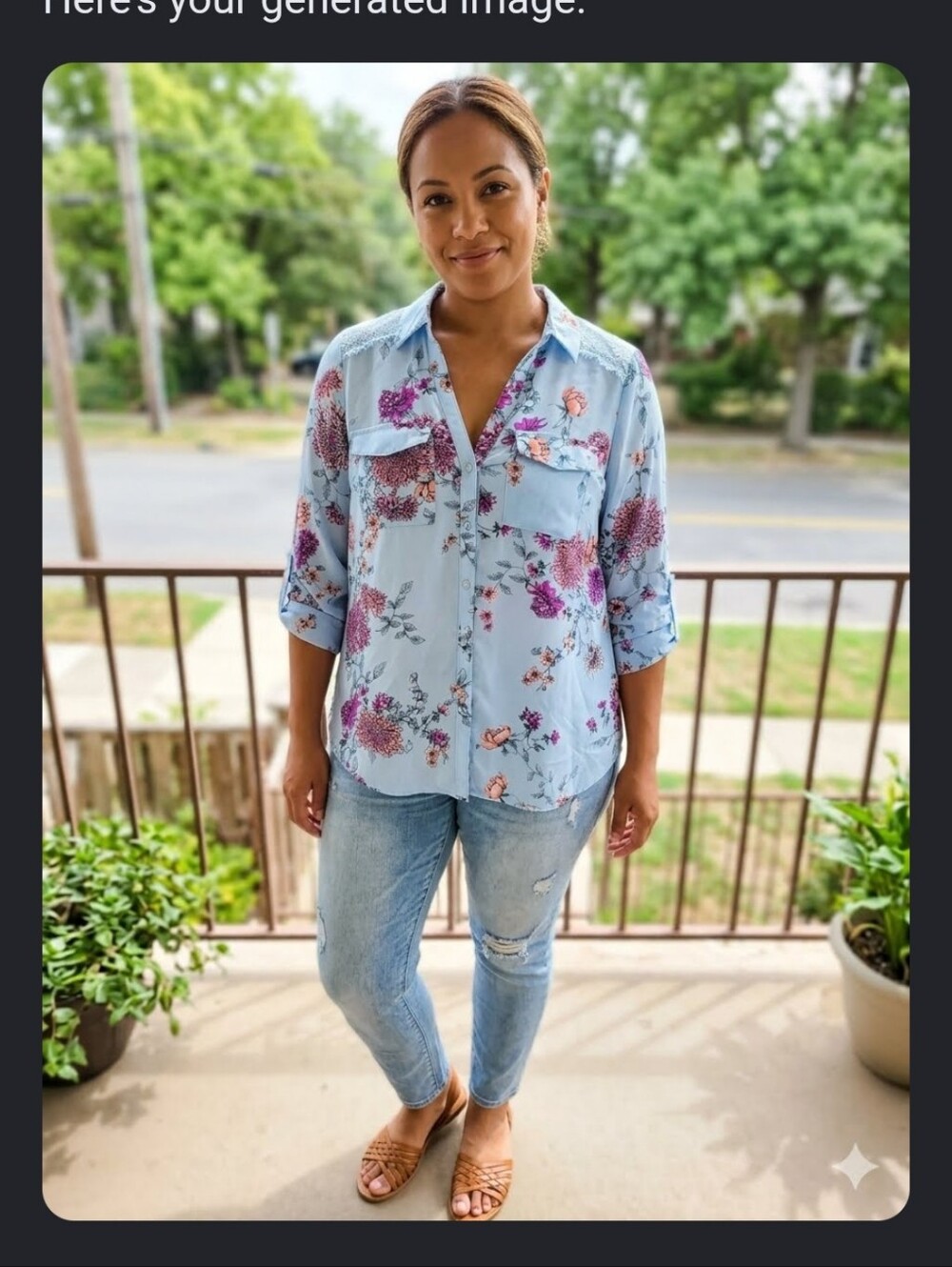 Candie's Light Blue Floral Button-Down Shirt